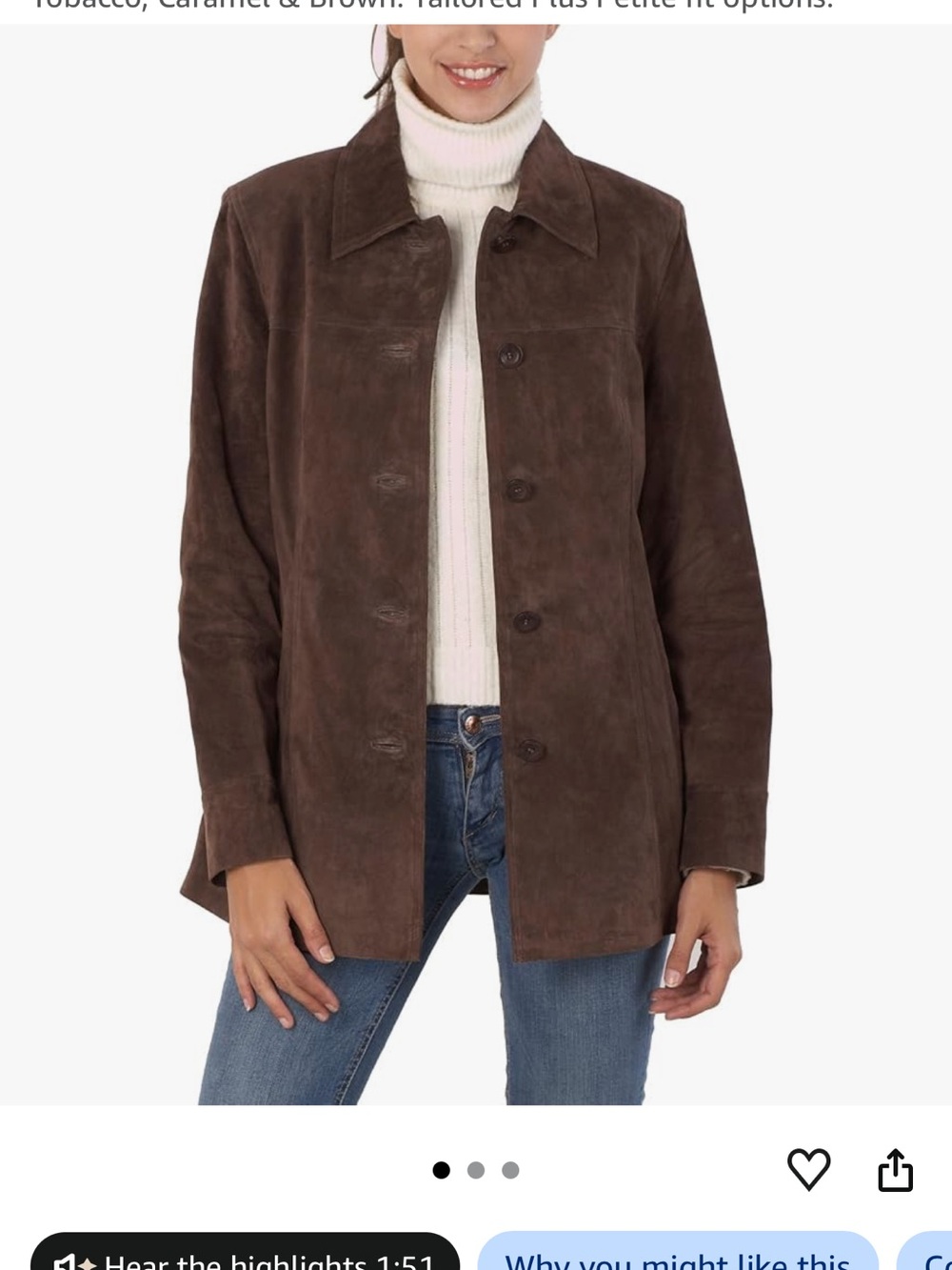 BGSD Women's Taupe Suede Button-Front Jacket